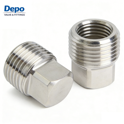 1/2 1/8 3/4 الفولاذ المقاوم للصدأ 316 وصلة أنابيب الصلبة مربع مسمار لولبي الرأس التوصيل مربع رئيس التوصيل Npt Bsp